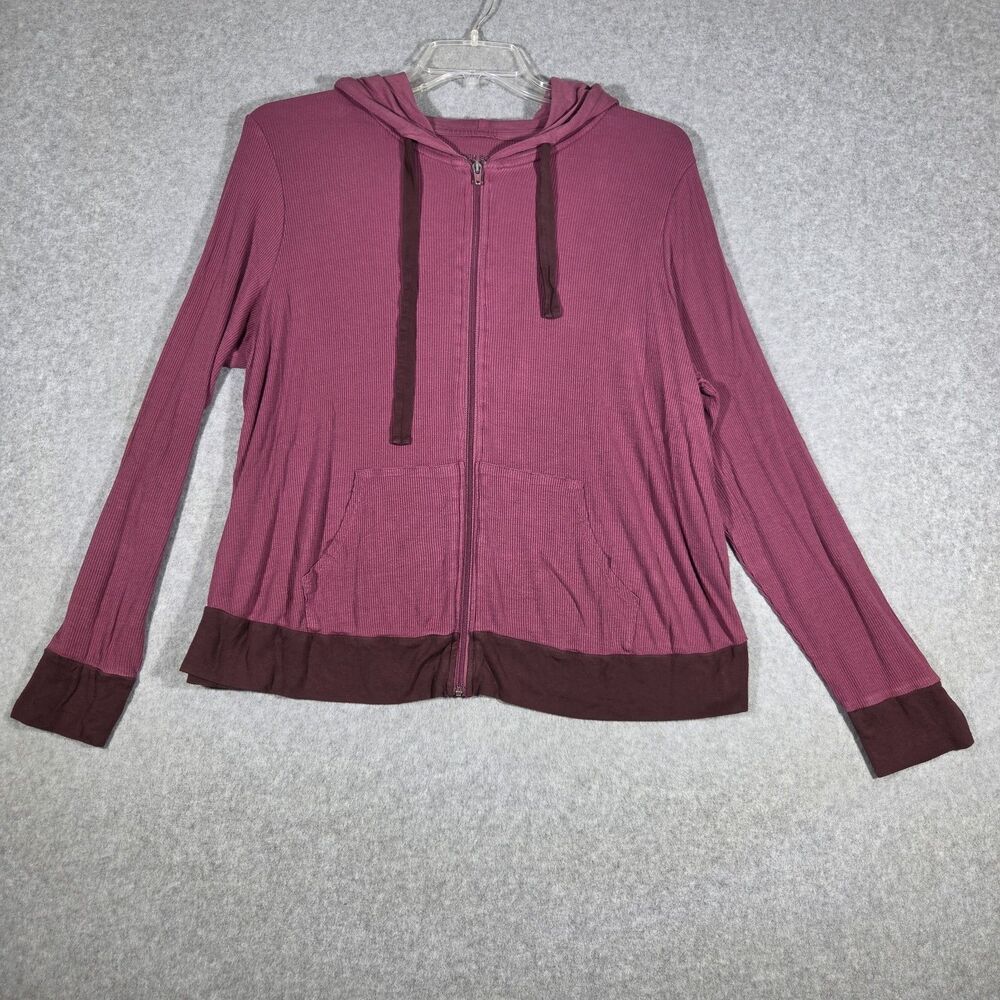 Torrid Super Soft Womens Plus Size 1 1X Mauve Pink Rib Knit Sleep Zip Hoodie